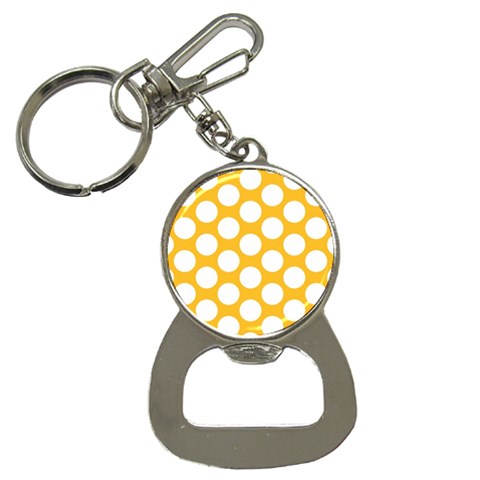 Sunny Yellow Polkadot Bottle Opener Key Chain from ZippyPress Front