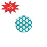 Turquoise Polkadot Pattern 1  Mini Button (10 pack)