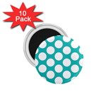 Turquoise Polkadot Pattern 1.75  Button Magnet (10 pack)