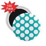 Turquoise Polkadot Pattern 2.25  Button Magnet (100 pack)