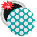 Turquoise Polkadot Pattern 3  Button Magnet (100 pack)