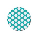 Turquoise Polkadot Pattern Drink Coasters 4 Pack (Round)