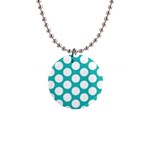 Turquoise Polkadot Pattern Button Necklace