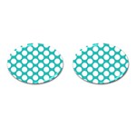Turquoise Polkadot Pattern Cufflinks (Oval)