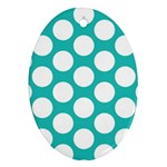 Turquoise Polkadot Pattern Oval Ornament (Two Sides)