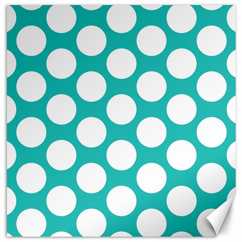 Turquoise Polkadot Pattern Canvas 16  x 16  (Unframed) from ZippyPress 15.2 x15.41  Canvas - 1