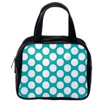 Turquoise Polkadot Pattern Classic Handbag (One Side)