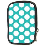 Turquoise Polkadot Pattern Compact Camera Leather Case