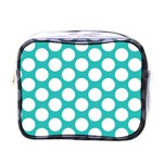 Turquoise Polkadot Pattern Mini Travel Toiletry Bag (One Side)