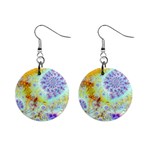 Golden Violet Sea Shells, Abstract Ocean Mini Button Earrings