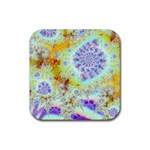 Golden Violet Sea Shells, Abstract Ocean Drink Coaster (Square)
