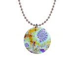 Golden Violet Sea Shells, Abstract Ocean Button Necklace