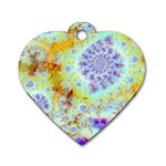 Golden Violet Sea Shells, Abstract Ocean Dog Tag Heart (Two Sided)