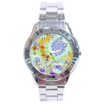 Golden Violet Sea Shells, Abstract Ocean Stainless Steel Watch