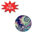 Violet Teal Sea Shells, Abstract Underwater Forest 1  Mini Button (10 pack) 