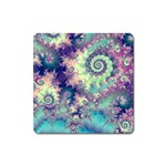 Violet Teal Sea Shells, Abstract Underwater Forest Magnet (Square)