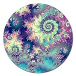 Violet Teal Sea Shells, Abstract Underwater Forest Magnet 5  (Round)