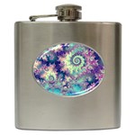 Violet Teal Sea Shells, Abstract Underwater Forest Hip Flask (6 oz)