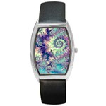 Violet Teal Sea Shells, Abstract Underwater Forest Barrel Style Metal Watch