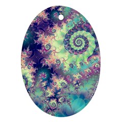 Violet Teal Sea Shells, Abstract Underwater Forest Oval Ornament (Two Sides) from ZippyPress Front