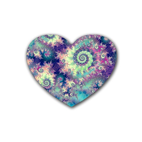 Violet Teal Sea Shells, Abstract Underwater Forest Heart Coaster (4 pack) from ZippyPress Front