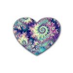 Violet Teal Sea Shells, Abstract Underwater Forest Heart Coaster (4 pack)