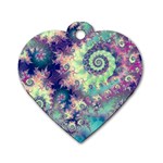 Violet Teal Sea Shells, Abstract Underwater Forest Dog Tag Heart (One Side)