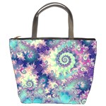 Violet Teal Sea Shells, Abstract Underwater Forest Bucket Bag