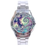 Violet Teal Sea Shells, Abstract Underwater Forest Stainless Steel Analogue Men’s Watch
