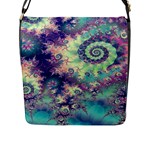 Violet Teal Sea Shells, Abstract Underwater Forest Flap Closure Messenger Bag (Large)