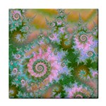 Rose Forest Green, Abstract Swirl Dance Ceramic Tile