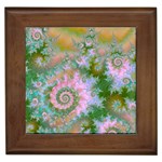 Rose Forest Green, Abstract Swirl Dance Framed Ceramic Tile