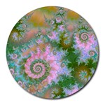Rose Forest Green, Abstract Swirl Dance 8  Mouse Pad (Round)
