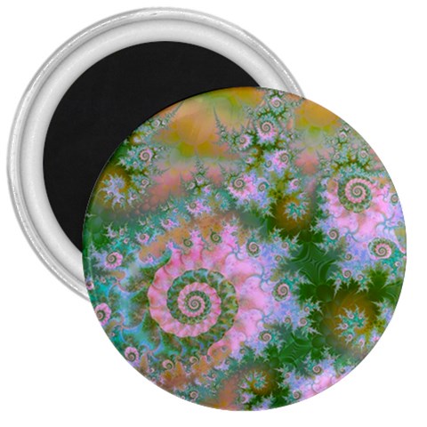 Rose Forest Green, Abstract Swirl Dance 3  Button Magnet from ZippyPress Front