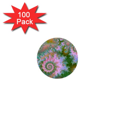 Rose Forest Green, Abstract Swirl Dance 1  Mini Button (100 pack) from ZippyPress Front