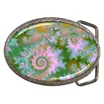 Rose Forest Green, Abstract Swirl Dance Belt Buckle (Oval)