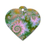 Rose Forest Green, Abstract Swirl Dance Dog Tag Heart (Two Sided)