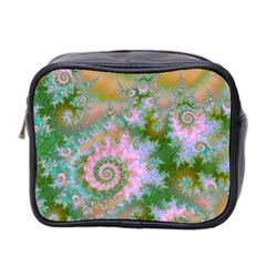 Rose Forest Green, Abstract Swirl Dance Mini Travel Toiletry Bag (Two Sides) from ZippyPress Front