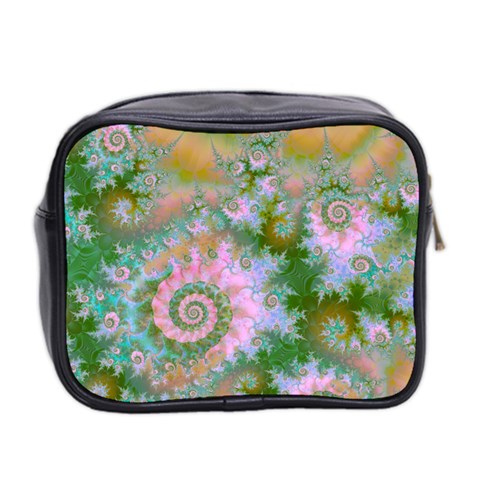 Rose Forest Green, Abstract Swirl Dance Mini Travel Toiletry Bag (Two Sides) from ZippyPress Back