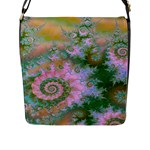 Rose Forest Green, Abstract Swirl Dance Flap Closure Messenger Bag (Large)