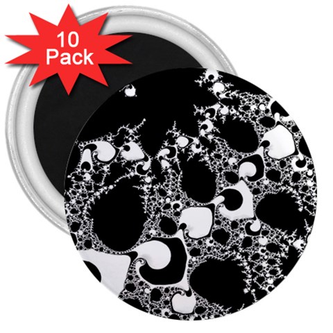 Special Fractal 04 B&w 3  Button Magnet (10 pack) from ZippyPress Front