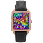 Radiant Sunday Neon Rose Gold Leather Watch 