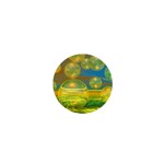 Golden Days, Abstract Yellow Azure Tranquility 1  Mini Button Magnet