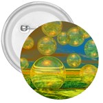 Golden Days, Abstract Yellow Azure Tranquility 3  Button