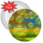 Golden Days, Abstract Yellow Azure Tranquility 3  Button (10 pack)