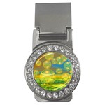 Golden Days, Abstract Yellow Azure Tranquility Money Clip (CZ)