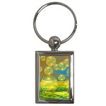 Golden Days, Abstract Yellow Azure Tranquility Key Chain (Rectangle)