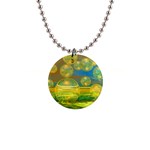 Golden Days, Abstract Yellow Azure Tranquility Button Necklace