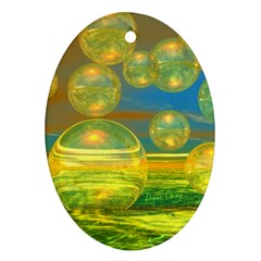 Golden Days, Abstract Yellow Azure Tranquility Oval Ornament (Two Sides) from ZippyPress Front