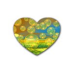 Golden Days, Abstract Yellow Azure Tranquility Drink Coasters (Heart)